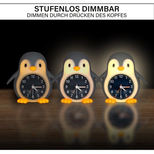 Megalight POPPY PENGUIN Kids Alarm Clock With Wake Up Light & Night Light Warm White 187406.ML.00.01187406.ML. 4064252009903