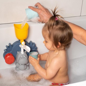 Little Smoby - Hippo bath toy from 1 year - water toy with splash function, cups and suction cups for the bath, bath toy for bab