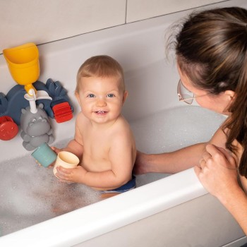 Little Smoby - Hippo bath toy from 1 year - water toy with splash function, cups and suction cups for the bath, bath toy for bab