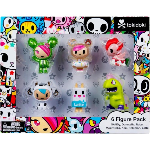 Jazwares Tokidoki 2” 6 Figure Pack - Donutella, Sandy, Kaiju Tokimon, Latte, Mozzarella, & Ruby - Ages 5+ - Officially Licensed 