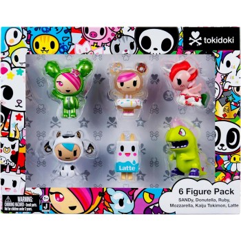 Jazwares Tokidoki 2” 6 Figure Pack - Donutella, Sandy, Kaiju Tokimon, Latte, Mozzarella, & Ruby - Ages 5+ - Officially Licensed 