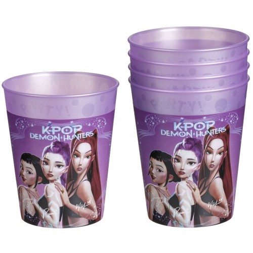 PROCOS Kpop Demon Hunters Plastic Cups "PARTY" K-POP Demon Hunters Purple 250Ml 4Pc 098650 5201184986509