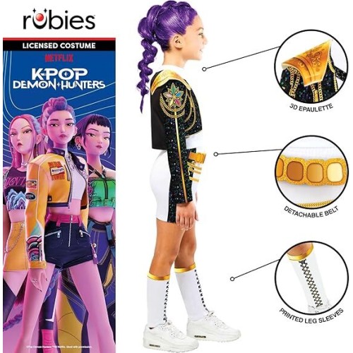 Rubies Kpop Demon Hunters Official Netflix K-Pop Demon Hunters Rumi Golden Hybrid Child Costume, Kids Medium (134-140 Cm) 100367