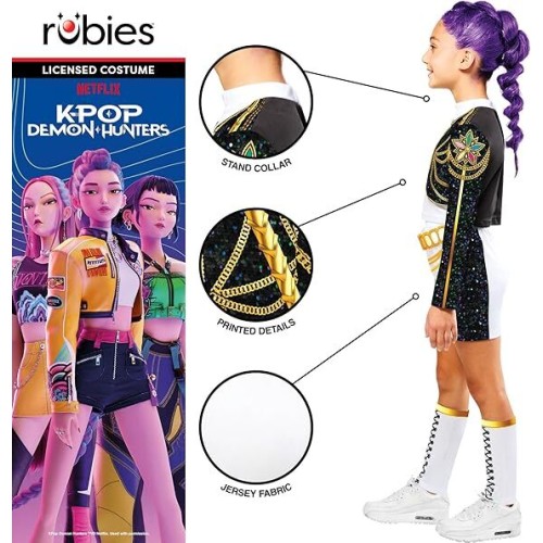 Rubies Kpop Demon Hunters Official Netflix K-Pop Demon Hunters Rumi Golden Hybrid Child Costume, Kids Medium (134-140 Cm) 100367