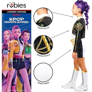 Rubies Kpop Demon Hunters Official Netflix K-Pop Demon Hunters Rumi Golden Hybrid Child Costume, Kids Medium (134-140 Cm) 100367