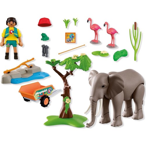 Playmobil Animals And Friends Φροντιστής Ζωολογικού Πάρκου Με Ελέφαντα Και Φλαμίνγκο 72068 4008789720689