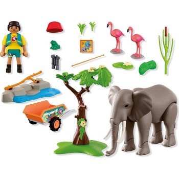 Playmobil Animals And Friends Φροντιστής Ζωολογικού Πάρκου Με Ελέφαντα Και Φλαμίνγκο 72068 4008789720689