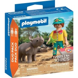 Playmobil Duo_pack Duo Pack Φροντιστής Ζώων Και Ρινόκερος 72025 4008789720252