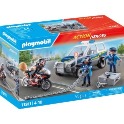 Playmobil Μπλόκο Αστυνομίας Και Ληστής Με Μοτοσικλέτα 71811 4008789718112