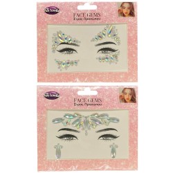 fun world Face Jewels Face Stickers in 2 Designs 18 x 15 cm. 7927 5212054711220