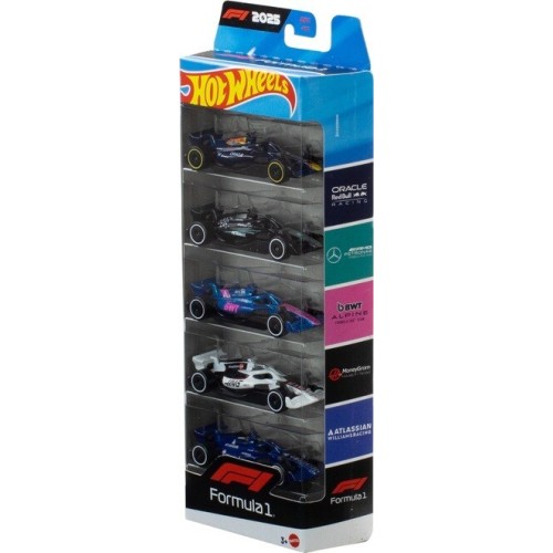 Mattel Hot Wheels Formula 1 5-pack, Set of 5 Die-cast Toy F1 Cars in 1:64 Scale JLN11 194735367870