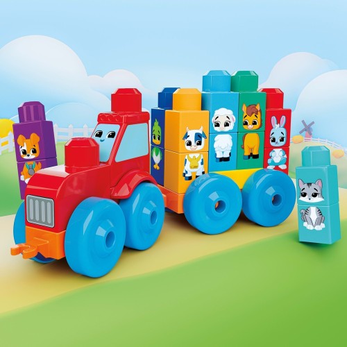 Mega Bloks First Builders Build & Match Animal Tractor Block Toy (30 Pieces) for Toddler JKG33 194735349043