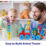 Mega Bloks First Builders Build & Match Animal Tractor Block Toy (30 Pieces) for Toddler JKG33 194735349043