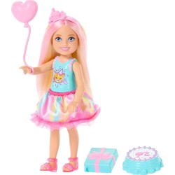 Mattel Barbie Chelsea Club Birthday-themed Small Doll With Pink-streaked Blonde Hair & Party Accessories JJB37 194735338948