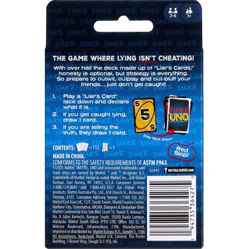mattel uno liars uno liars JLH43 194735364275