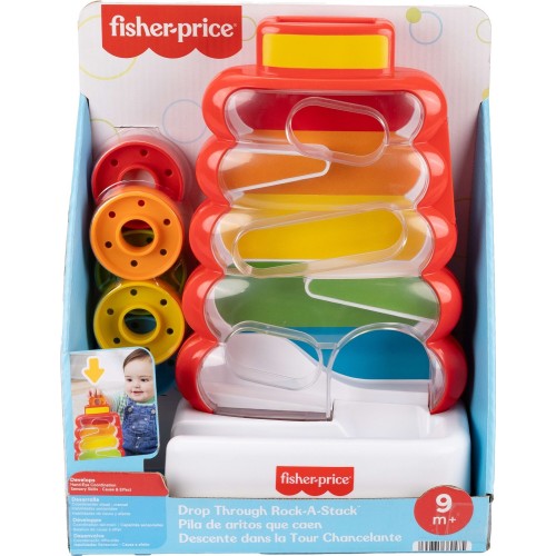 Mattel Fisher-price Drop Through Rock-a-stack Baby & Toddler Developmental Activity Toy, 5 Coins JLB81 194735360475