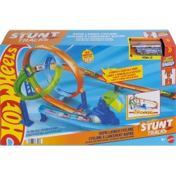 Mattel Hot Wheels Stunt Tracks Rapid Launch Cyclone Track Set & 1:64 Scale Die-cast Toy Car JHK73 194735333943