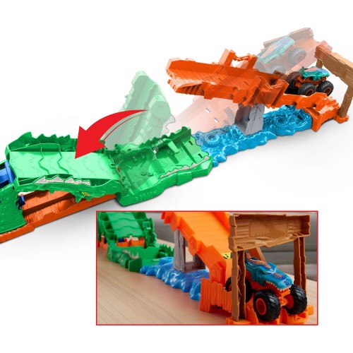 Mattel HOT Wheels Monster Trucks Crocodile Crash Challenge Playset JJN45 194735339730
