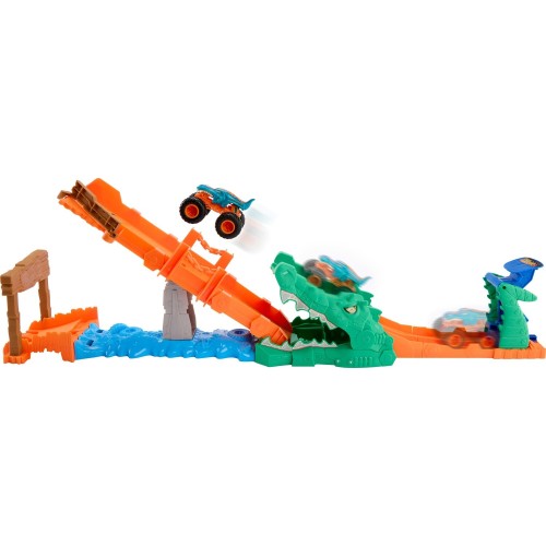 Mattel HOT Wheels Monster Trucks Crocodile Crash Challenge Playset JJN45 194735339730