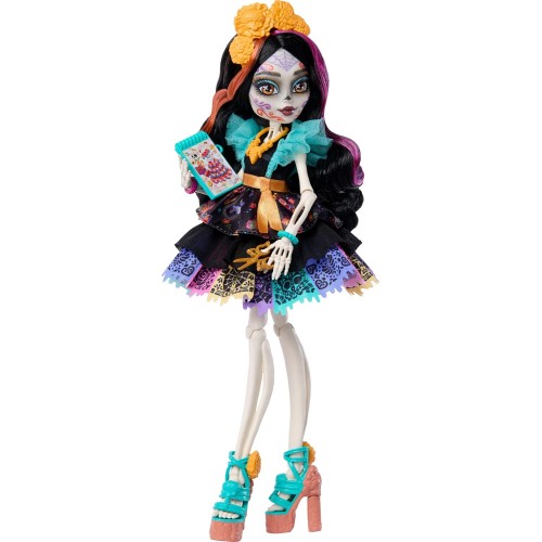 Mattel Monster High Skelita Calaveras Fashion Doll in Ruffled Dress With Pet Candelita and 7 Accessories JHK34 194735333561