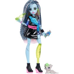 Mattel Monster High Frankie Stein Fashion Doll in Black Pleather Skirt With Pet Watzie and 7 Accessories JHK31 194735333714
