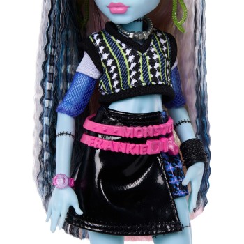 Mattel Monster High Frankie Stein Fashion Doll in Black Pleather Skirt With Pet Watzie and 7 Accessories JHK31 194735333714