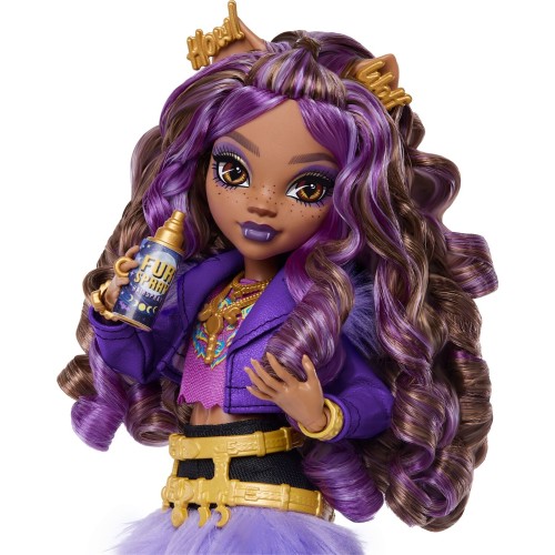 Mattel Monster High Clawdeen Wolf Fashion Doll in Furry Skirt With Pet Crescent and 7 Accessories JHK30 194735333592