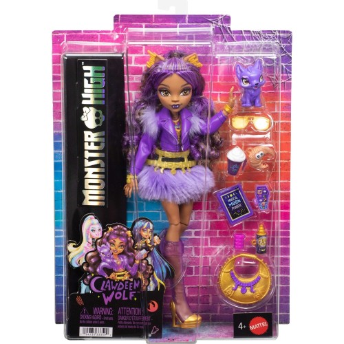 Mattel Monster High Clawdeen Wolf Fashion Doll in Furry Skirt With Pet Crescent and 7 Accessories JHK30 194735333592