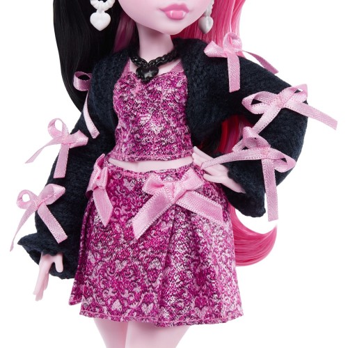 Mattel Monster High Draculaura Fashion Doll in Bow Dress With Pet Bat Count Fabulous and 7 Accessories JHK29 194735333721
