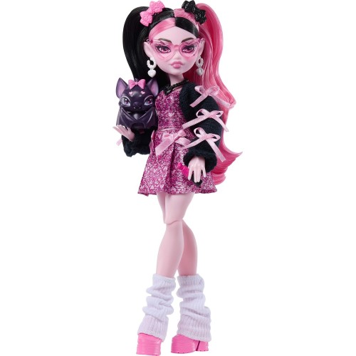 Mattel Monster High Draculaura Fashion Doll in Bow Dress With Pet Bat Count Fabulous and 7 Accessories JHK29 194735333721