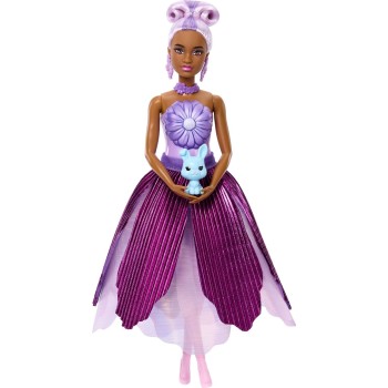 Mattel Barbie Petal Pop Scented Fashion Doll With Purple Dress, Reveal Accessories Like Bunny & More JMF58 194735375721