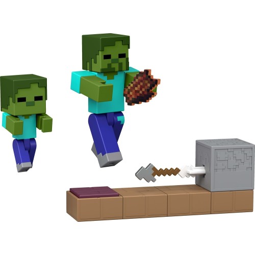 Mattel Minecraft Redstone Charged Zombie Arrow Trap Set With 2 Action Figures, Accessories & Launch Mechanism JKK00 / JKK03 1947
