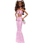 Mattel Barbie Deluxe Style Fashion Doll 12 in Pink Denim Crop Top and Flare Jeans, Brunette JJN72 194735340217