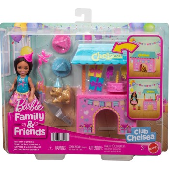 Mattel Barbie Family & Friends Club Chelsea Surprise Birthday Party Playset With Small Doll & 10+ Accessories JJB41 194735338924