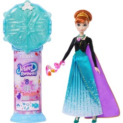 Mattel Disney Frozen Jewel Reveal Anna Fashion Doll w/ 8 Surprises Including Gem Box & 10 Accessories JJY37 194735344673