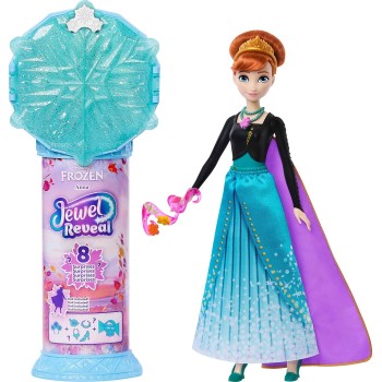 Mattel Disney Frozen Jewel Reveal Anna Fashion Doll w/ 8 Surprises Including Gem Box & 10 Accessories JJY37 194735344673