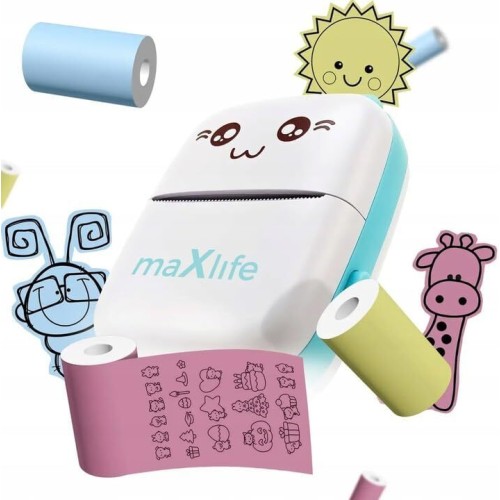 Maxlife Mxtp-100 Μίνι Εκτυπωτής Φωτογραφιών Τσέπης Φορητός Bluetooth Καλώδιο Usb Θερμικό Χαρτί MXTP-100B 5900495198037