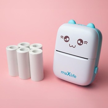Maxlife Mxtp-100 Mini Printer Pocket Printer Mini Portable Photo Printer Mobile Smartphone Bluetooth Usb Cable Thermal Paper For