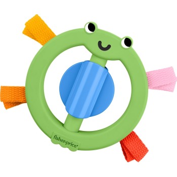 Mattel Fisher-Price Ribbit 'N Ribbons Frog Activity Ring, Newborn Baby Sensory Activity Toy JKW53 / JKW55 194735357673