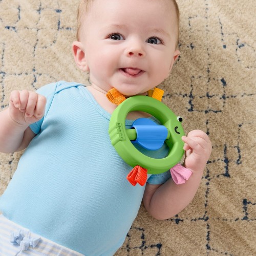 Mattel Fisher-Price Ribbit 'N Ribbons Frog Activity Ring, Newborn Baby Sensory Activity Toy JKW53 / JKW55 194735357673