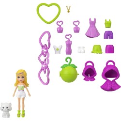 Mattel Polly Pocket Κούκλα Με Αξεσουάρ And Μπρελόκ Μεσαιο Pack 3 Σχέδια Keychain Style Kit Ap  Fruit Fashions And Charm Accessor