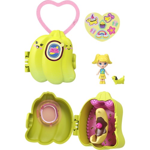 Mattel Polly Pocket Doll & Micro Compact, Keychain And Sticker Sheet, Pet Accessory, Travel Toys JKC86 / JKC89 194735346745