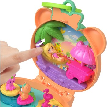Mattel Polly Pocket Plushie Bear Compact, Doll & Keychain Playset With Pets, Fruit Themed Accessories JKC79 194735346707