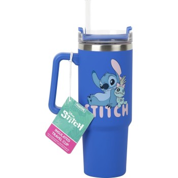 Paladone disney stitch 900 ml blue insulated travel cup and straw, officially licens PP14794LS 5056577758726