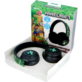 otl technologies otl  mc1241 minecraft wireless headphones with led light up feature - black  5055371629089