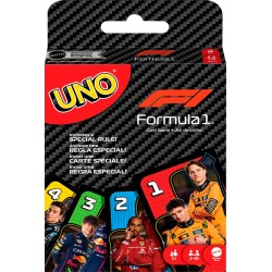 Mattel UNO F1 Card Game With Themed Deck & Special Rule for Kids, Adults, Family Nights & Travel JMF10 194735375257