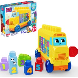 Mega Bloks First Builders Build & Count Bus Block Toy (45 Pieces) for Toddler JKG34 194735349050