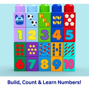 Mega Bloks First Builders Build & Count Bus Block Toy (45 Pieces) for Toddler JKG34 194735349050