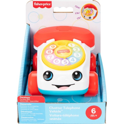 Mattel Fisher-Price Chatter Telephone Vehicle Push-Along Toy With Sounds For Baby & Toddler JKD56 194735347254