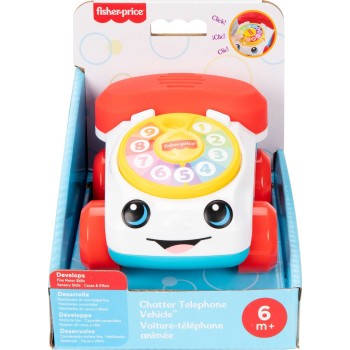 Mattel Fisher-Price Chatter Telephone Vehicle Push-Along Toy With Sounds For Baby & Toddler JKD56 194735347254